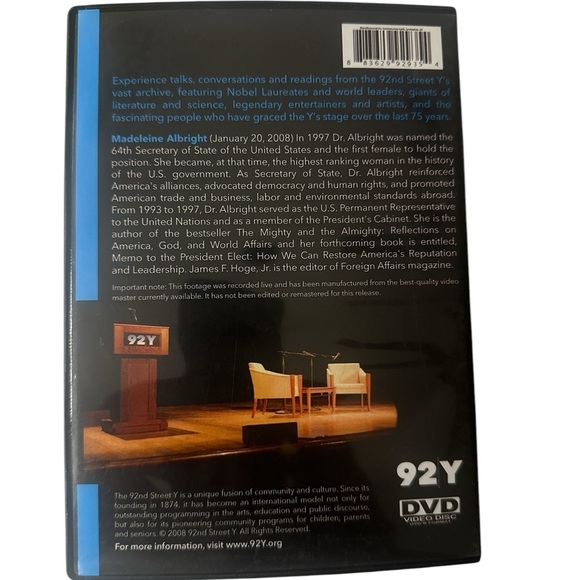 Madeleine Albright DVD 92Y Recorded Live at the 92nd Street Y in NYC - Picture 2 of 4